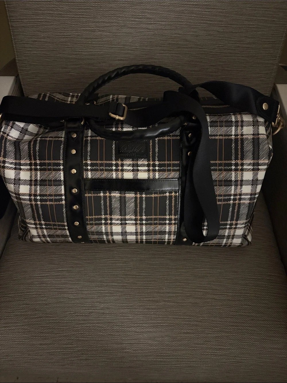 Patricia Nash Plaid Black & White Milano Weekender Bag -